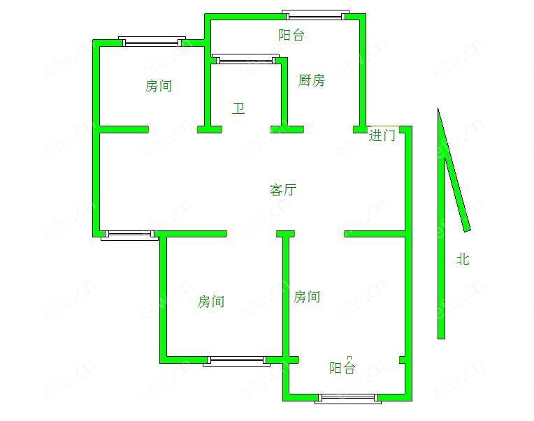 婚装全明东边户3房,瑞希苑 格局工整合理
