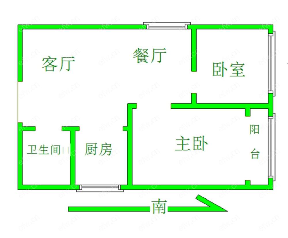 长江绿岛(奕淳公寓) 2室1厅