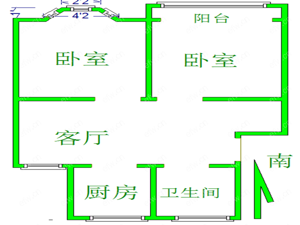 红旗花园B区 2室2厅