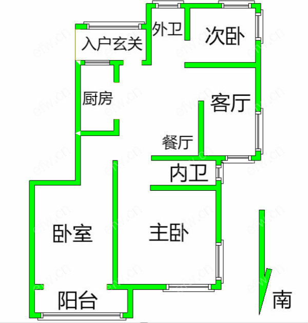 长江绿岛(奕淳公寓) 3室2厅