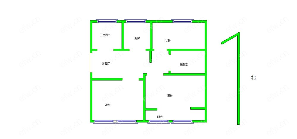 西横街精装 3室1厅，南北通透，近地铁口，五爱可用
