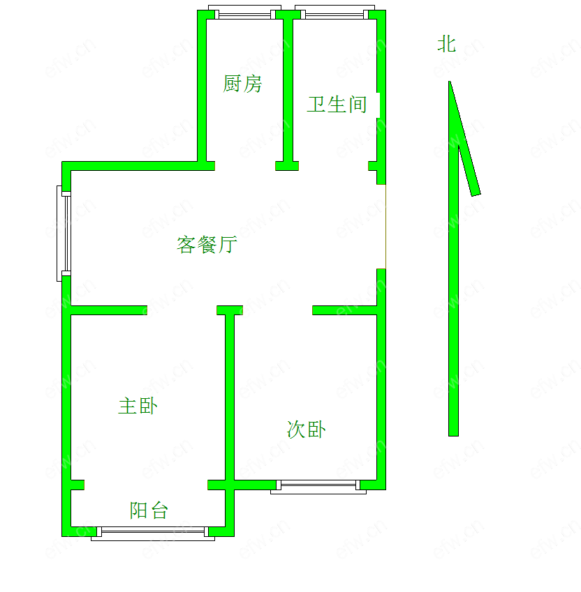 地铁口积余zx精装两房 五河苑商品房全明户型