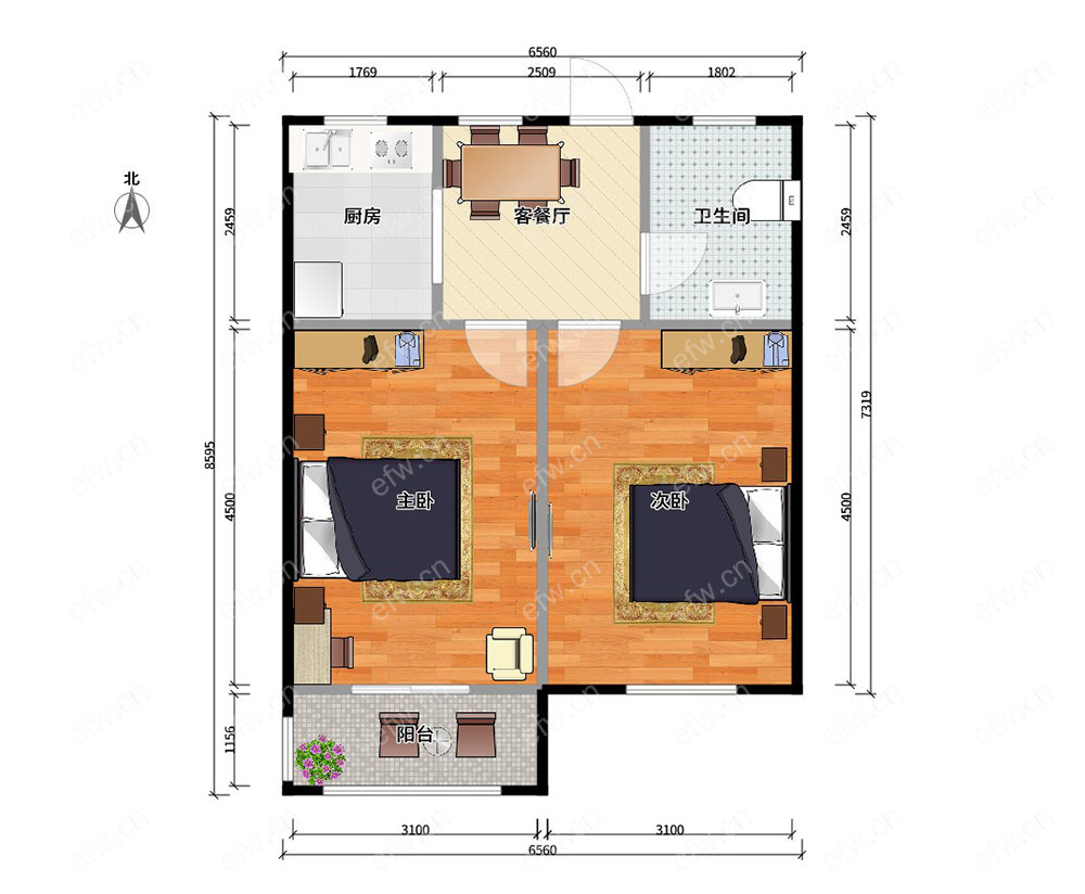 曹张新村 2室1厅