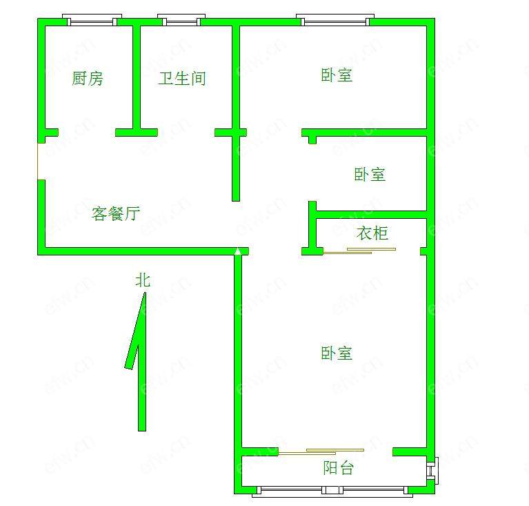 婚装全明东边户2房,芦庄六区 格局工整合理