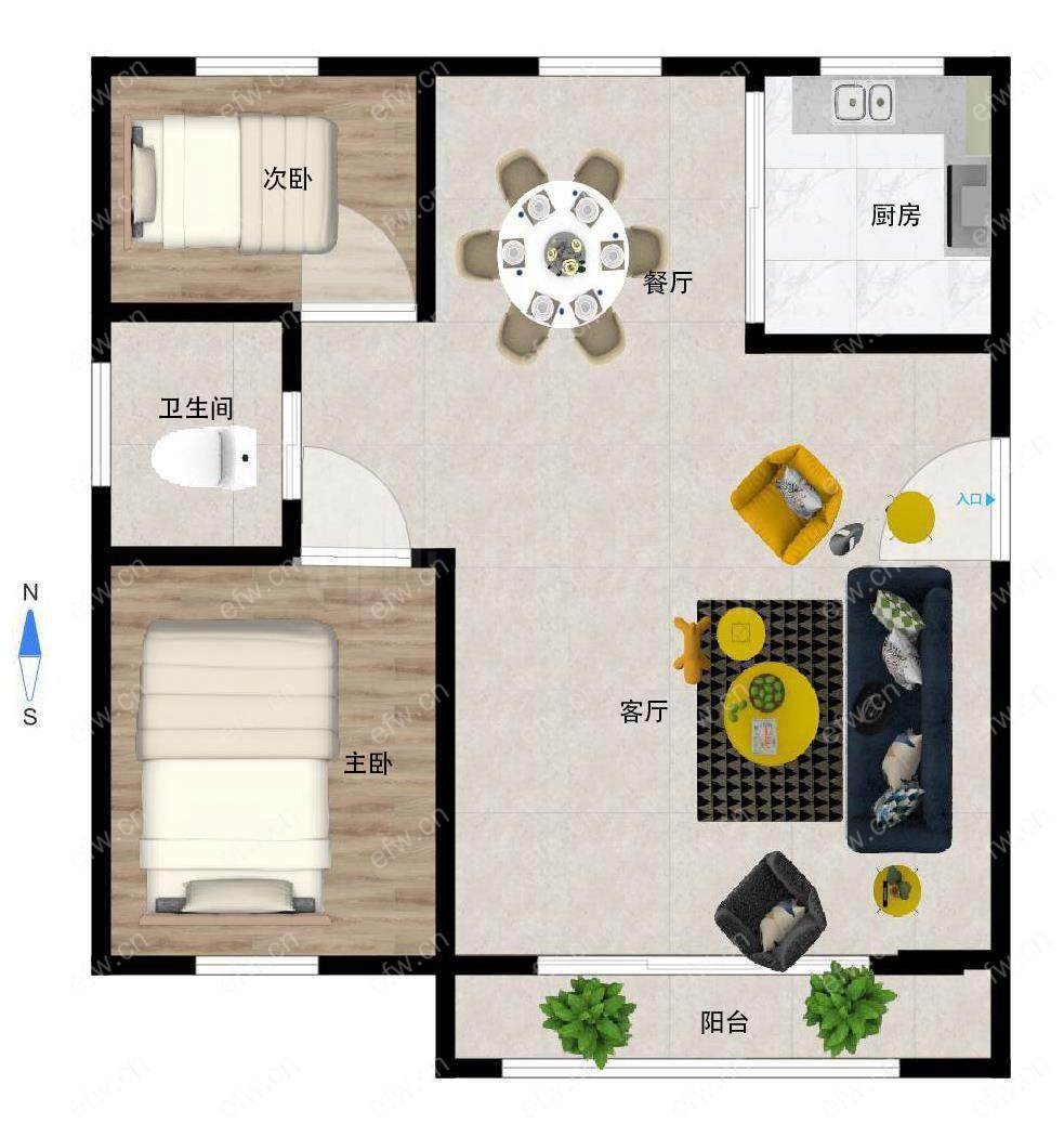 新惠家园（二期51-121） 2室2厅