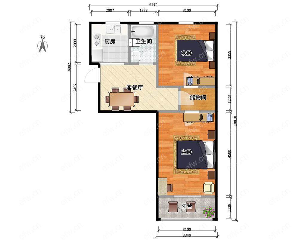 沁园新村简装 2室1厅