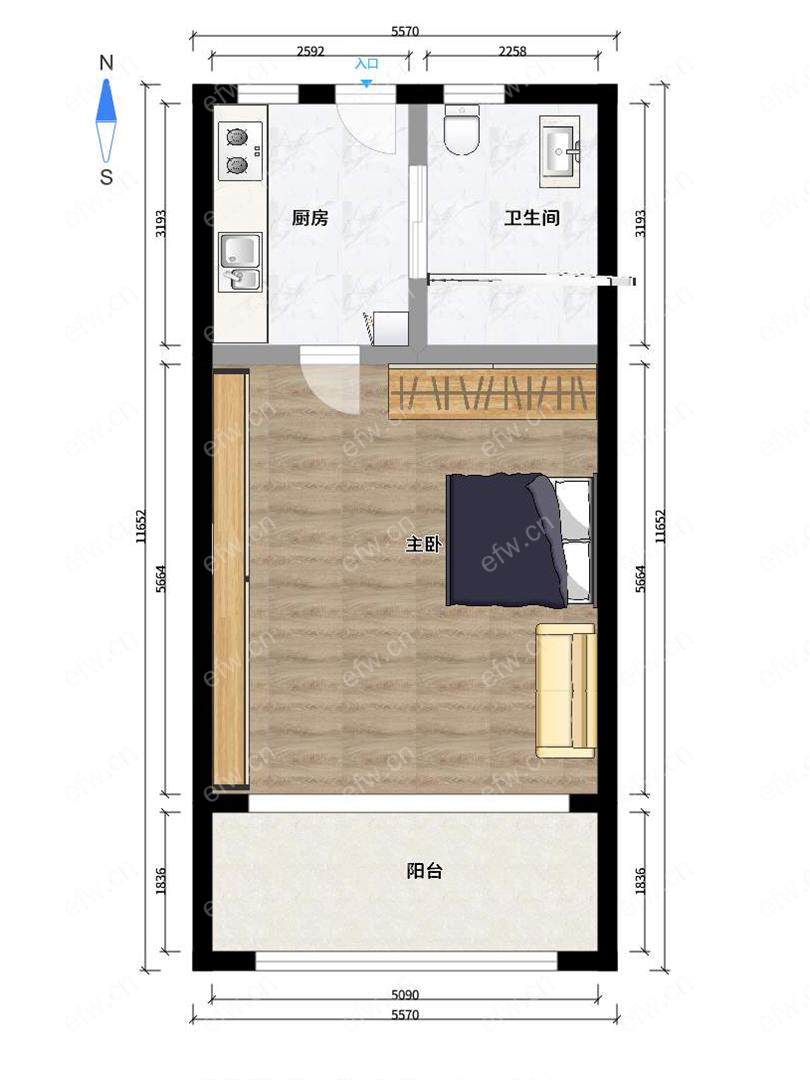 绿地世纪城三期1室1厅