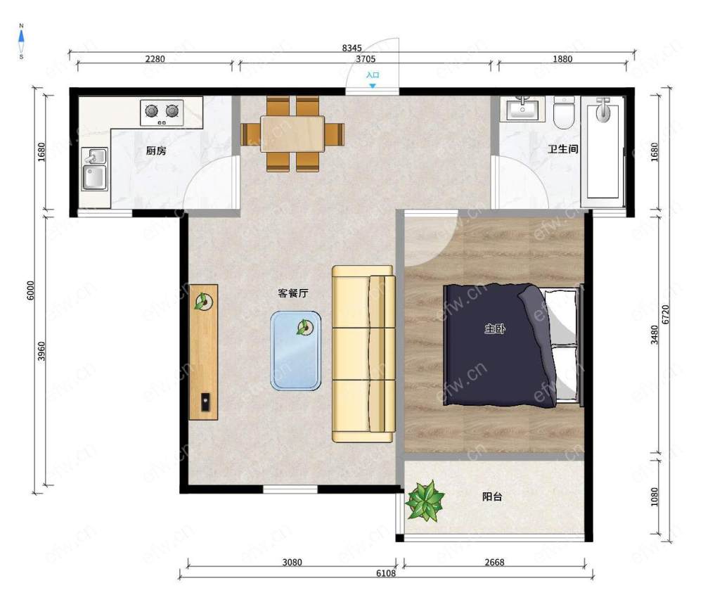 新惠家园（西区125-173） 1室1厅