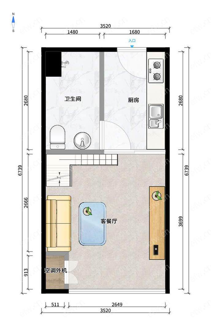 港龙城市商业广场 2室1厅