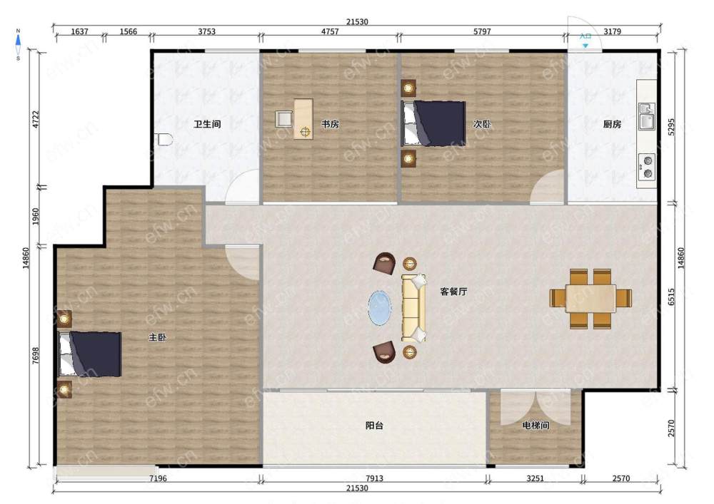 中建溪岸观邸 3室2厅