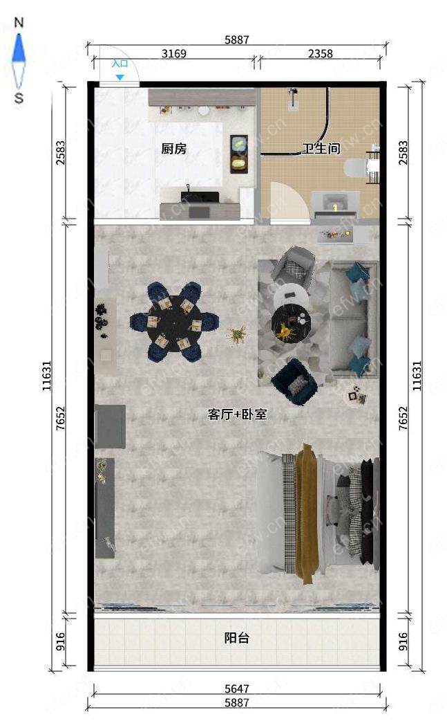 新江南花园 1室1厅