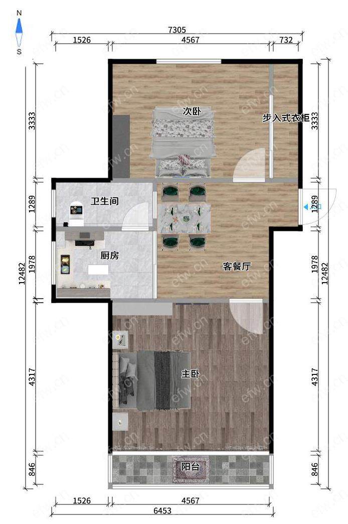 曹张新村 2室1厅