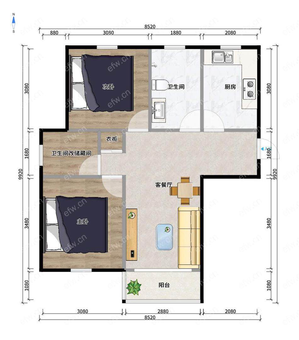 新惠家园（西区125-173） 2室2厅