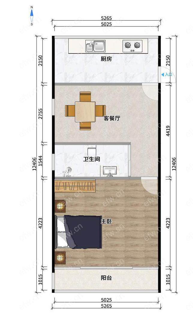 稀缺1房豪装拎包即住,唐巷(东)尽享优雅品质,多重阳台+飘窗