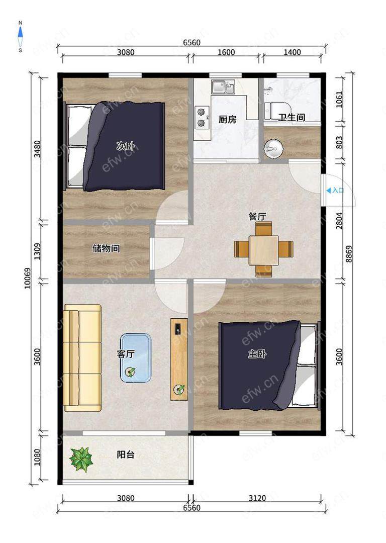 双河新村 3室1厅简单装修
