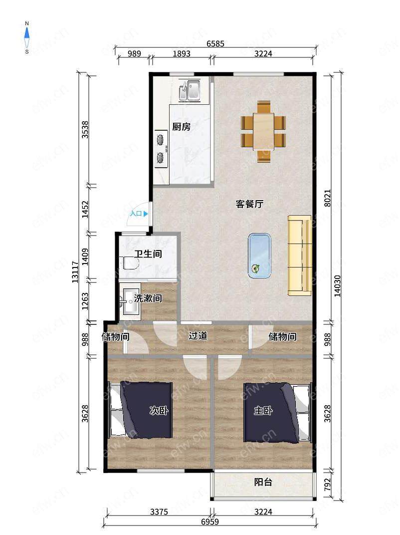 毛坯房留芳声巷 2室2厅