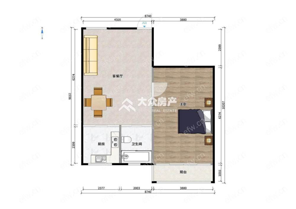 西园里       简装2室1厅