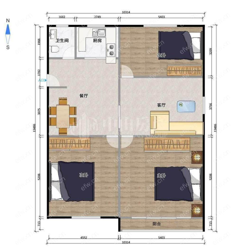 德兴巷 3室1厅  钥匙以转到中山复兴路门店