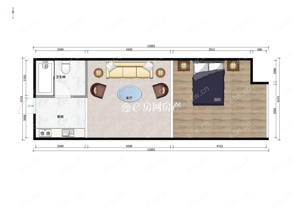 蠡湖际公寓(湖滨街11号) 1室1厅