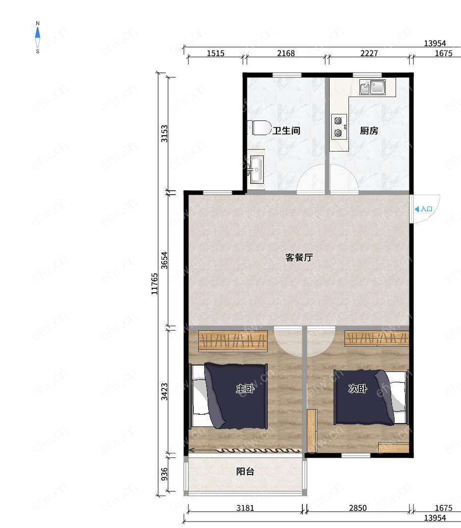 五河苑 2房 全明户型 另送家电