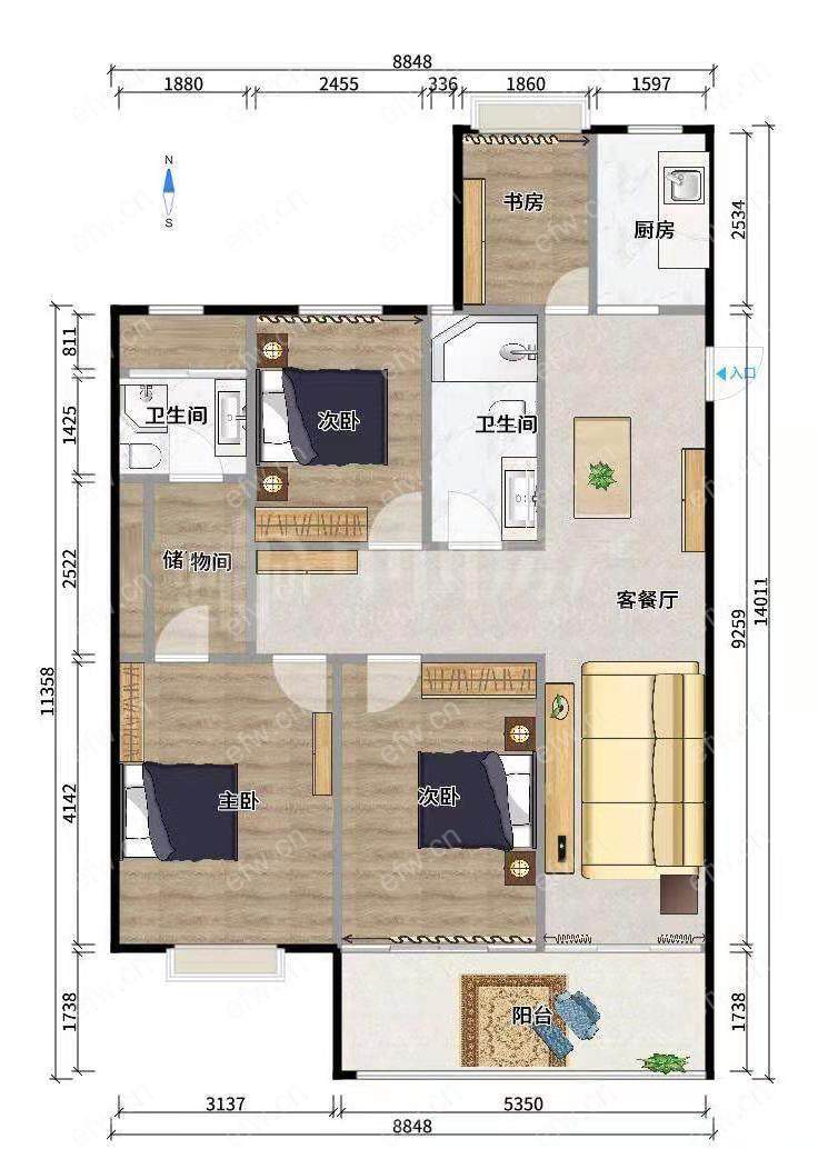 龙湖天宸原著 4室2厅