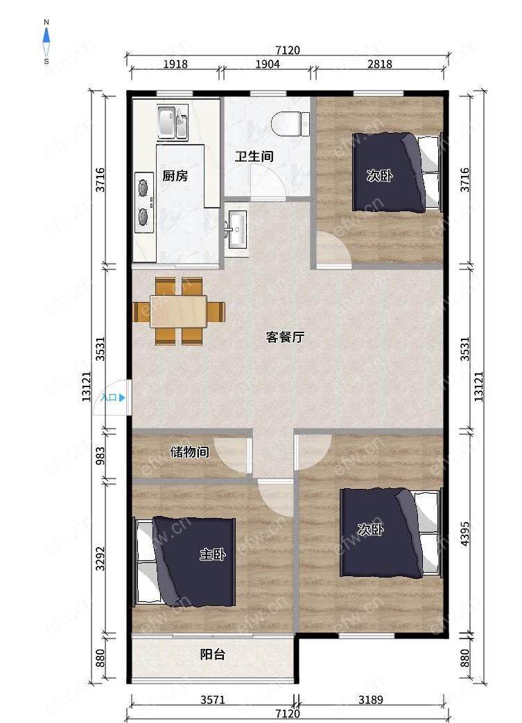 百岁坊巷 3室2厅