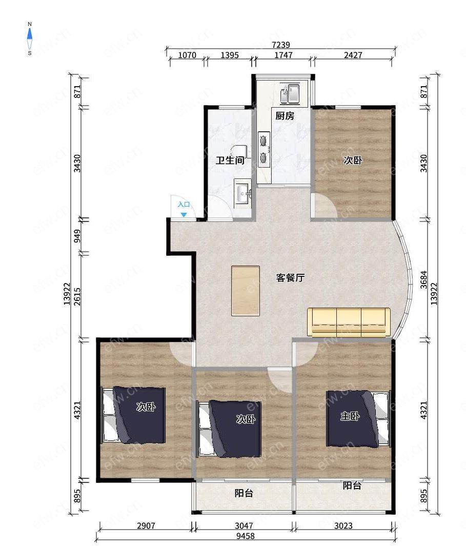 西横街   (华源小区)    4室2厅  着急卖1