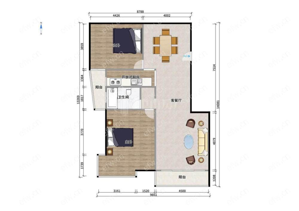 奥林花园B区 2室2厅