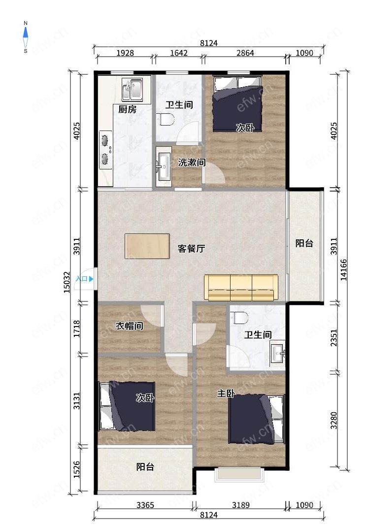 九龙仓时代上城A区 3室2厅