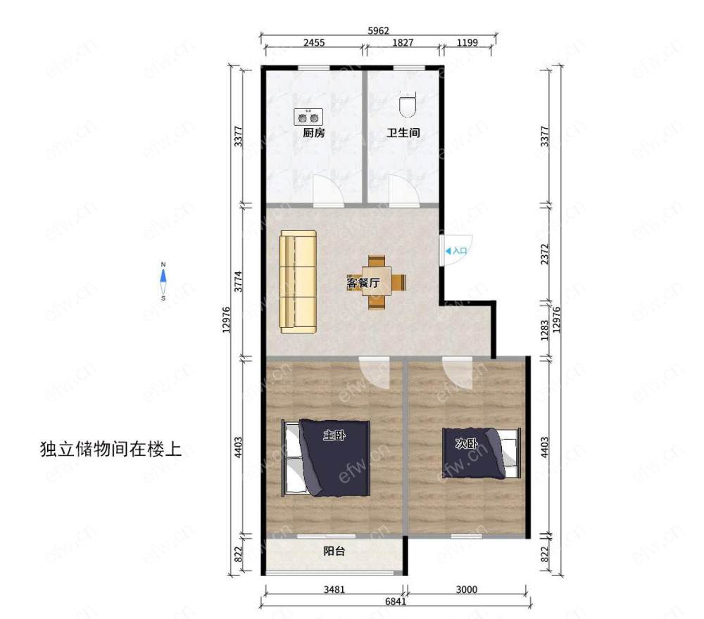 无锡市医院家舍楼 2室1厅