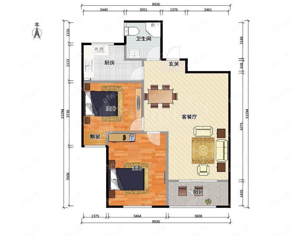 红星紫郡 2室2厅