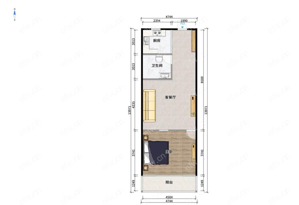 兴源北路638号（金马商城）精装 1室1厅 拎包入住