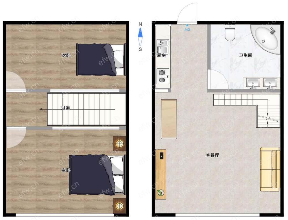 赛格公馆 2室1厅精装修