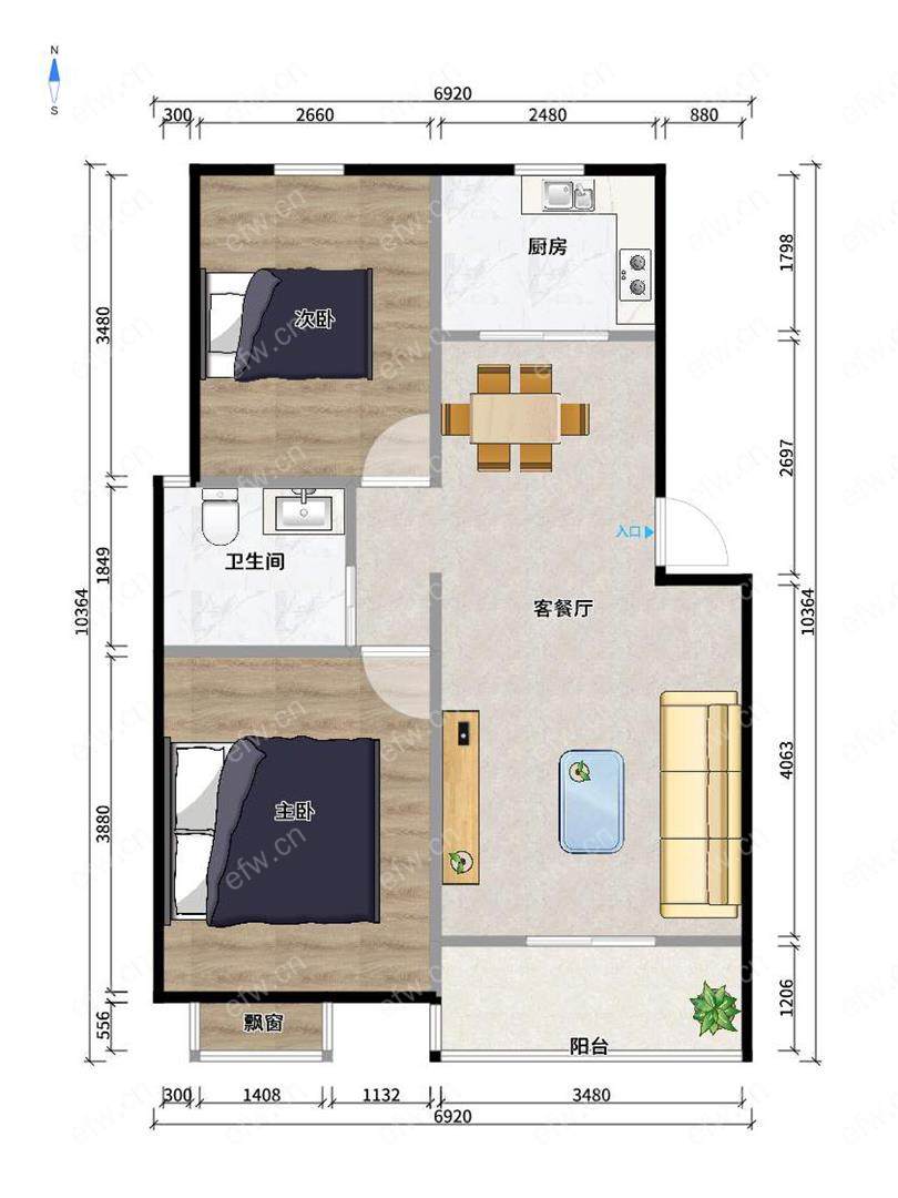 晴山蓝城一期（1-95） 2室2厅