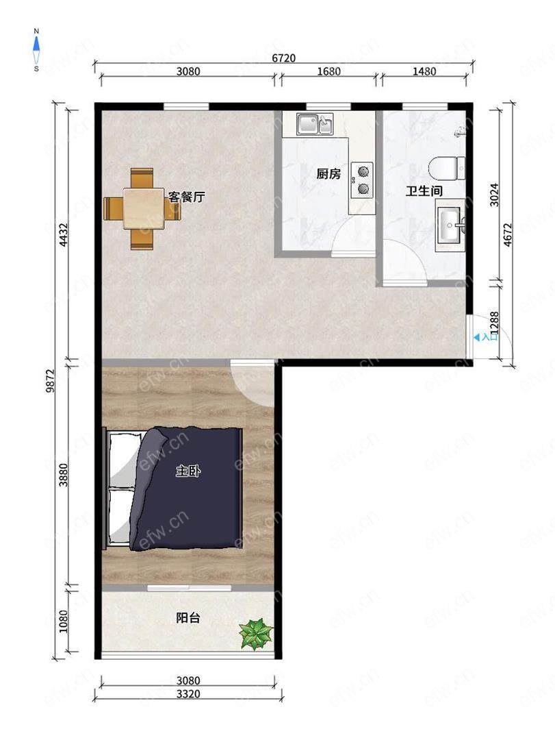 新惠家园（西区125-173） 1室1厅