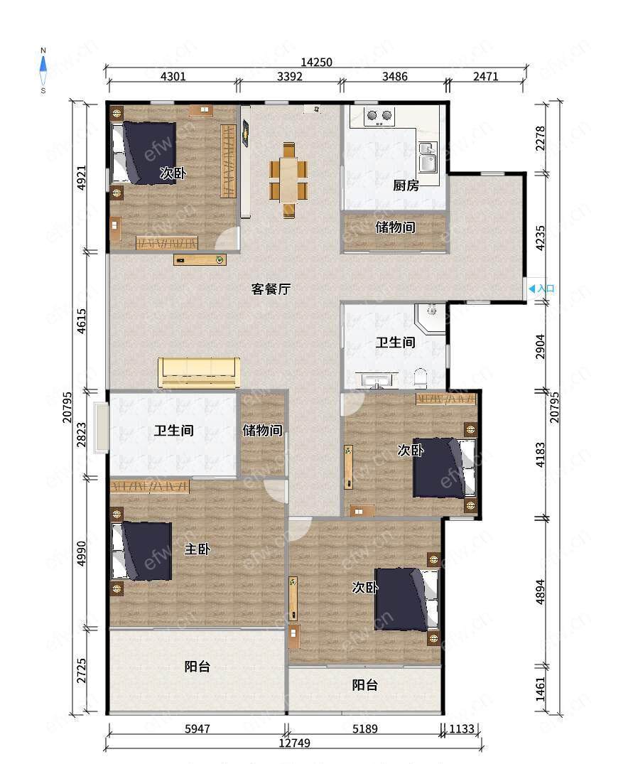 五爱鼎牌人家 4室2厅