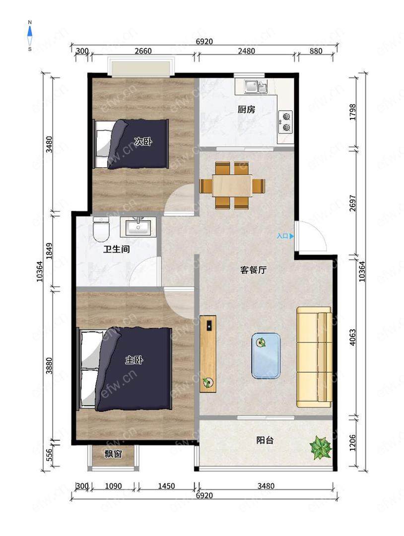 晴山蓝城一期（1-95） 2室2厅