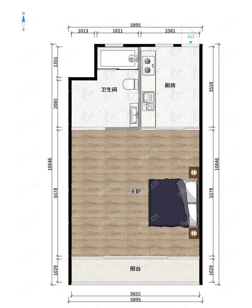 五爱路 1室1厅