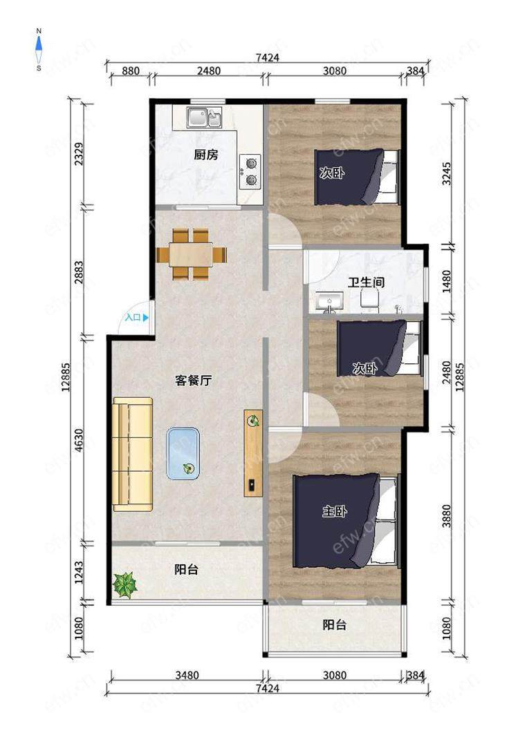 晴山蓝城二期（122-259） 3室1厅