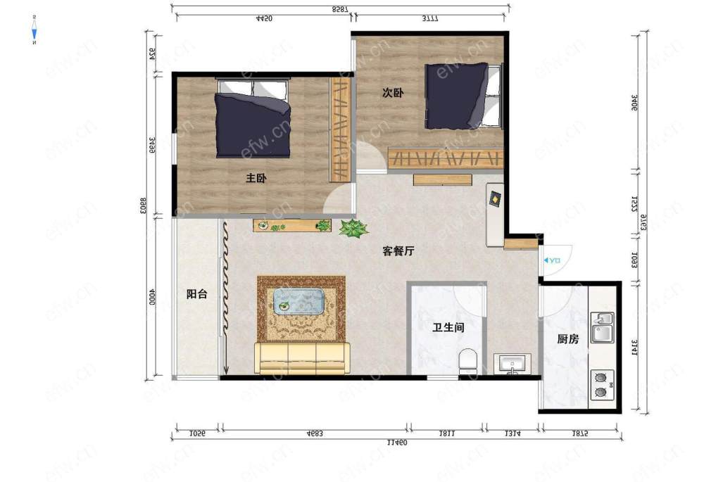 阳光100际新城北区（527-563） 2室2厅