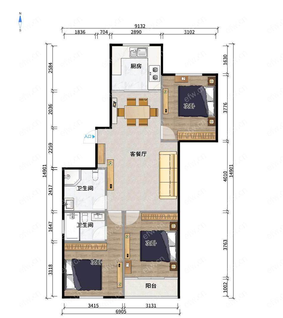 和园（学前街小区36号） 3室2厅