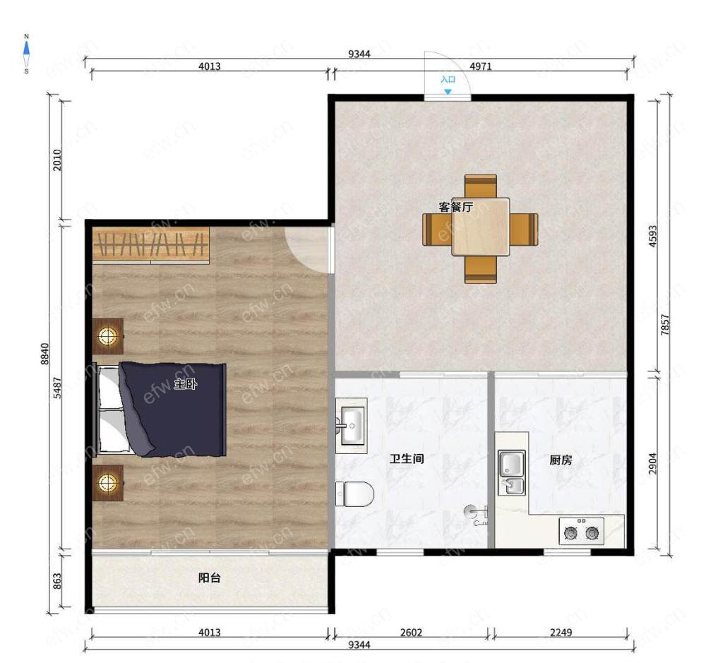 学前街小区（88号) 1室1厅