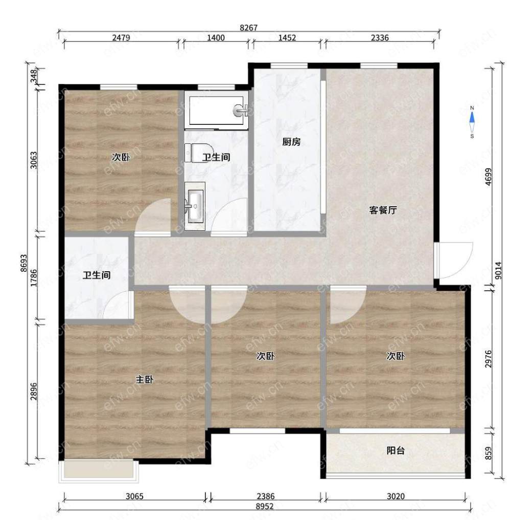 堰新苑(一期) 3室2厅