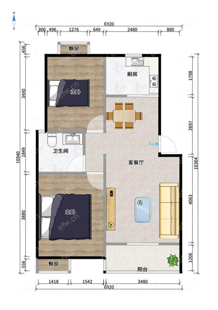 晴山蓝城一期（1-95） 2室2厅