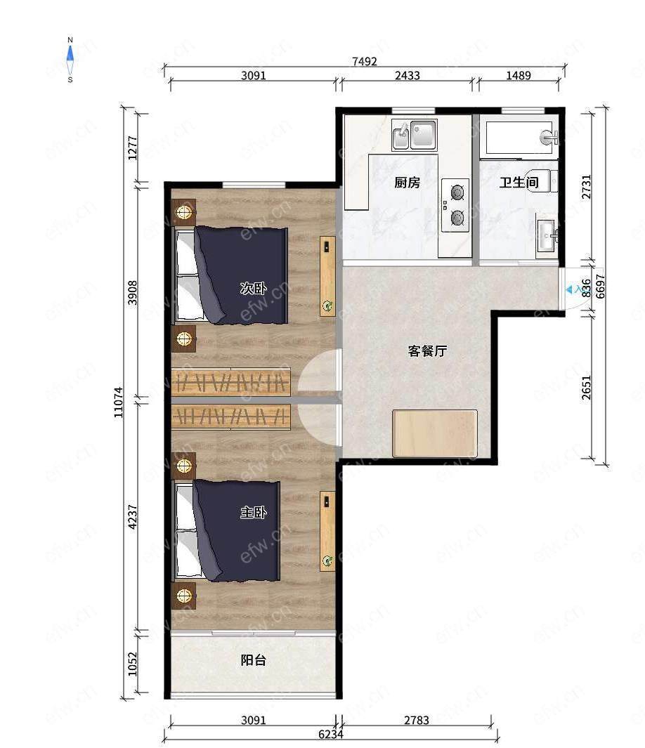 中联新村  2室1厅