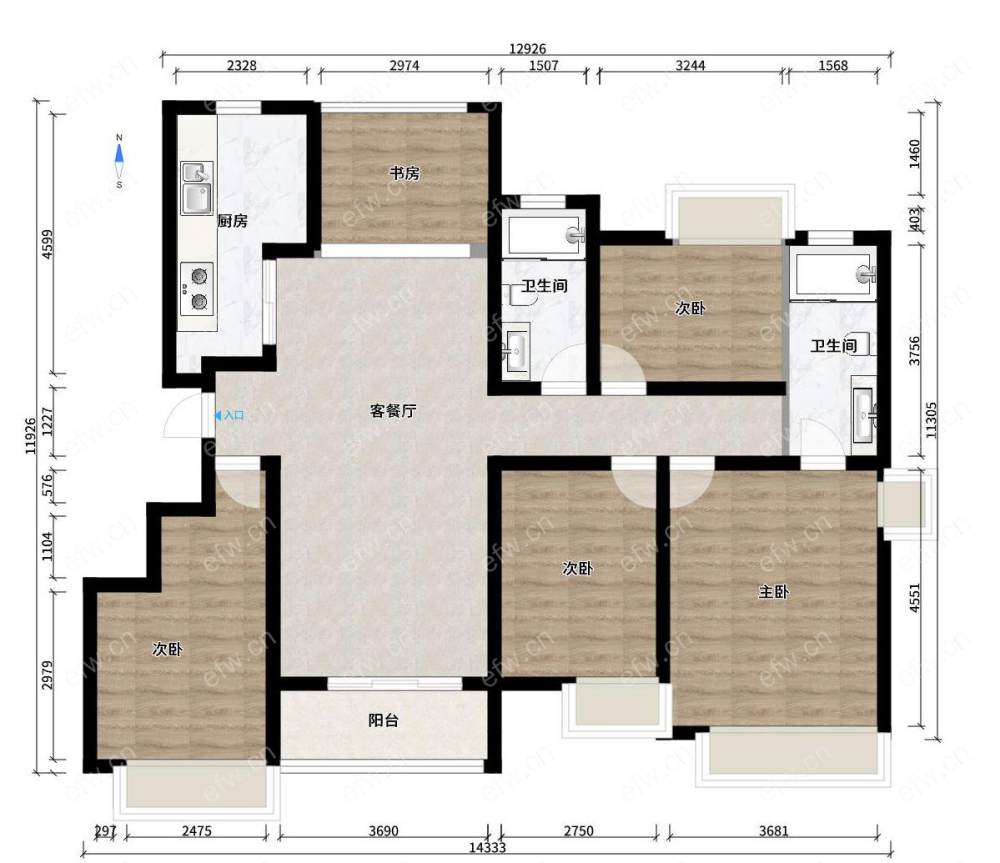 时代上河苑（九龙仓时代上河） 3室2厅