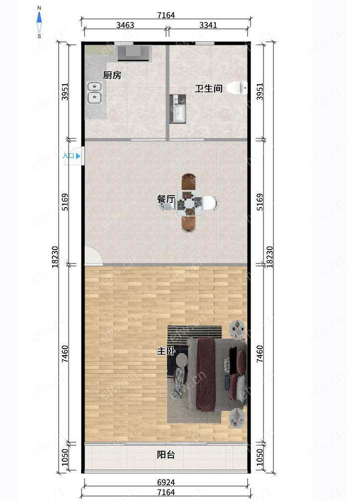 大竹园新村 1室1厅