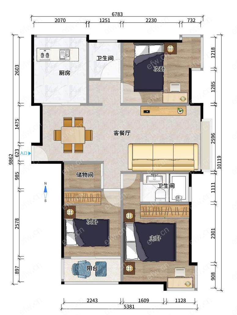 阳光城市花园C区 3室2厅