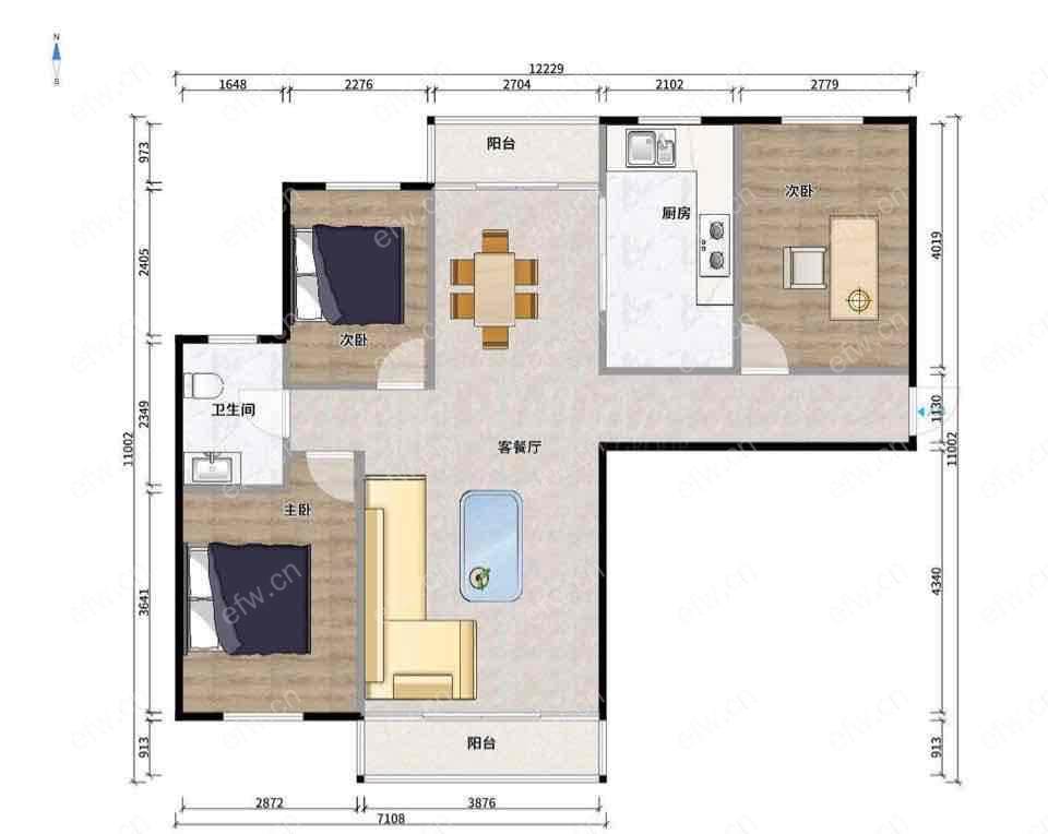 阳光100米娅公馆 3室2厅