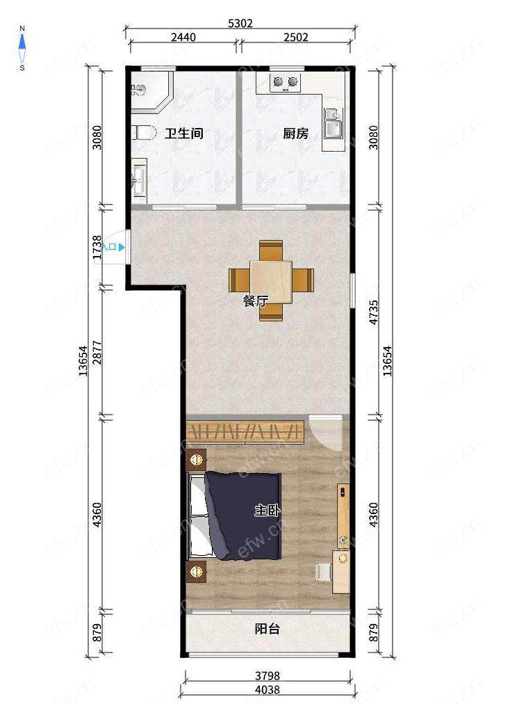 解放新村(喻康苑) 1室1厅